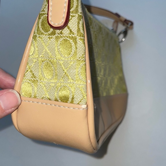 XOXO Y2K lime green tan mini shoulder bag purse inner zipper pocket 90s 2000s - Picture 7 of 12